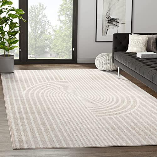 Abani Area Rug for Living Room -Nuevo 8' x 10' Beige Arch Pattern Area Rug, Soft and Durable Living Room Rug, Stain and Fade Resistant, Chic Modern Design, Pet & Kid Friendly | Amazon (US)