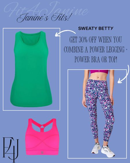 30% off when you combine a power legging with a power bra or top! Lots of styles, colors, and patterns to choose from!

Fit4Janine, Sweaty Betty, Fitness, Exercise, Athleisuree

#LTKfitness #LTKstyletip
