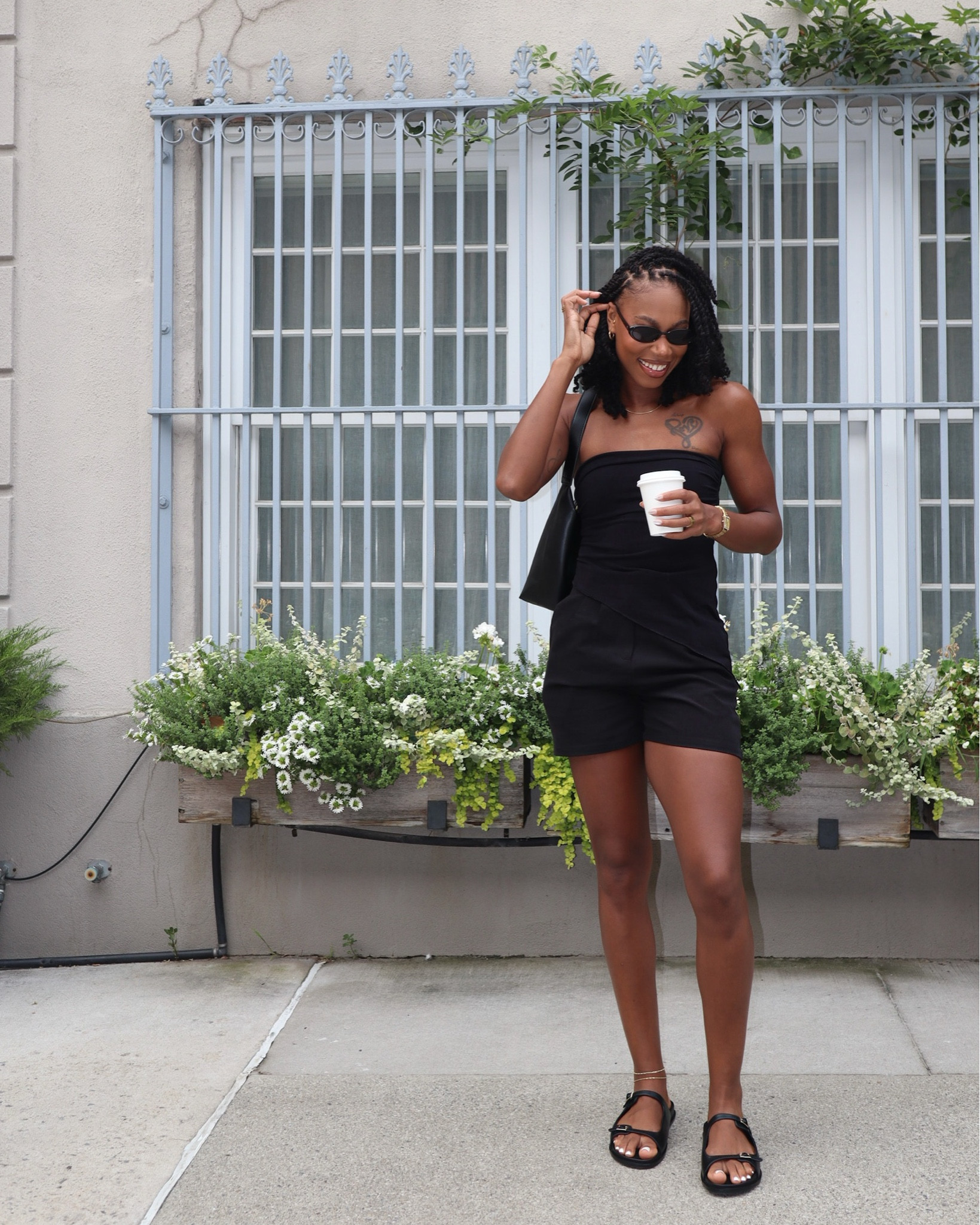 Coffee run, ☕️🖤

Easy two-piece moment styled for those hot city mornings — asymmetric tube top, trouser shorts, and my new go-to black sandals (Amazon always comes through for the basics 👏🏽). Finished it off with gold accents and soft glam for a simple, elevated look.

🖤 Outfit Details:
– Black tube top
– Black trouser shorts
– Minimal everyday sandals (Amazon find!)
– Gold jewelry stack
– Mini shoulder bag
– Summer skin + soft glam

#TwoPieceSet #AmazonFashionFinds #SummerStyle #CoffeeRunFit #MinimalChic #CityOutfitInspo #TallGirlFashion #BlackGirlStyle #LTKOutfits #StreetStyleVibes #CleanLook #SoftGlam

#LTKStyleTip #LTKBeauty