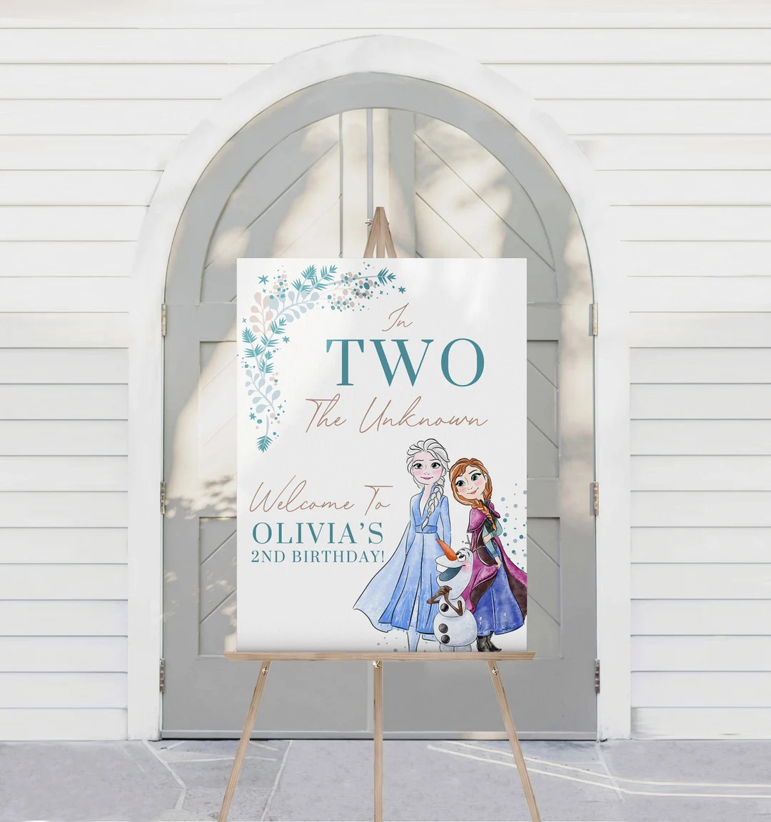 Frozen 2nd Birthday Welcome Sign in TWO the Unknown Celebration Frozen Themed Birthday Sign Elsa ... | Etsy (US)
