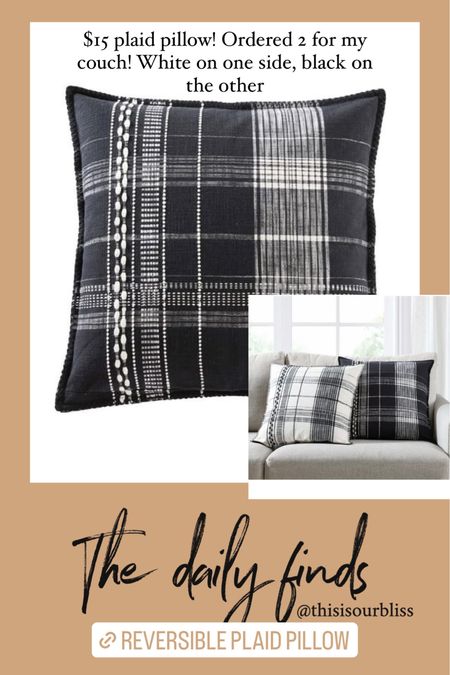 Reversible plaid pillow! $15 Black & white plaid pillow for fall & winter // Walmart home 

#LTKunder50 #LTKhome #LTKHoliday