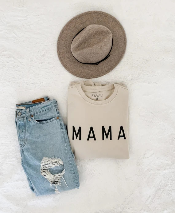 MAMA crew (oatmeal) | Etsy (US)