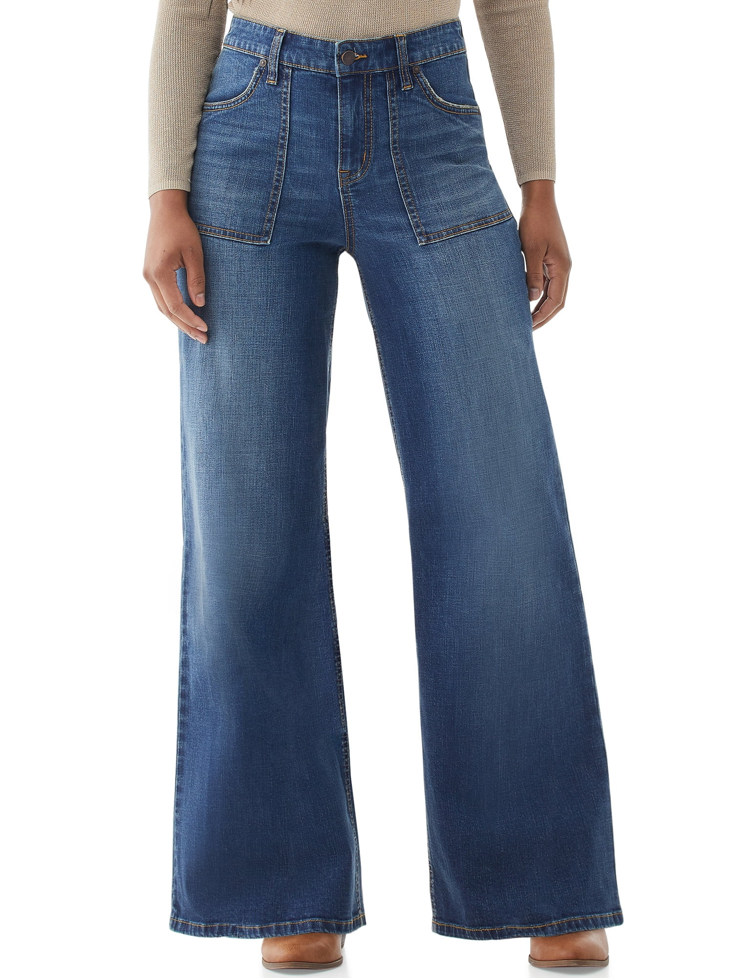 Scoop Women's Utility Wide Leg Jeans | Walmart (US)