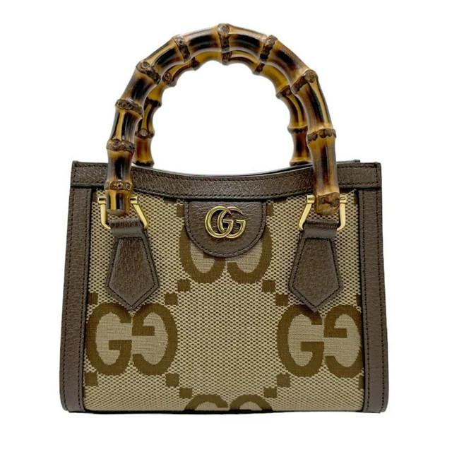 Pre-Owned GUCCI Handbag Shoulder Bag Jumbo GG Diana Tote Canvas Leather Brown Women's 655661 z191... | Walmart (US)
