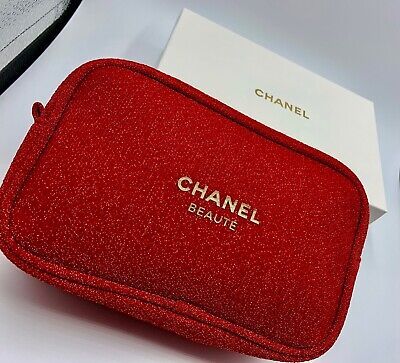 CHANEL Beaute Cosmetic Makeup Bag Pouch Clutch Sparkling RED GOLD w/ gift box  | eBay | eBay US
