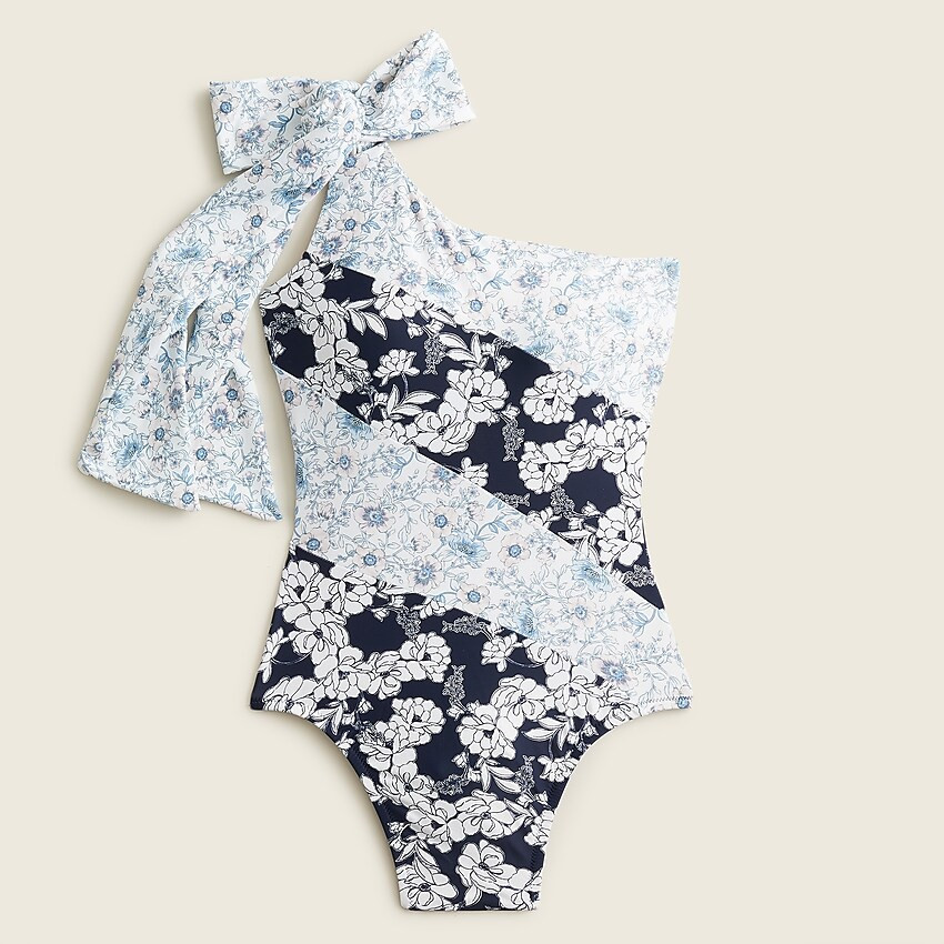 One-shoulder one-piece in mixed magnolia floral | J. Crew US