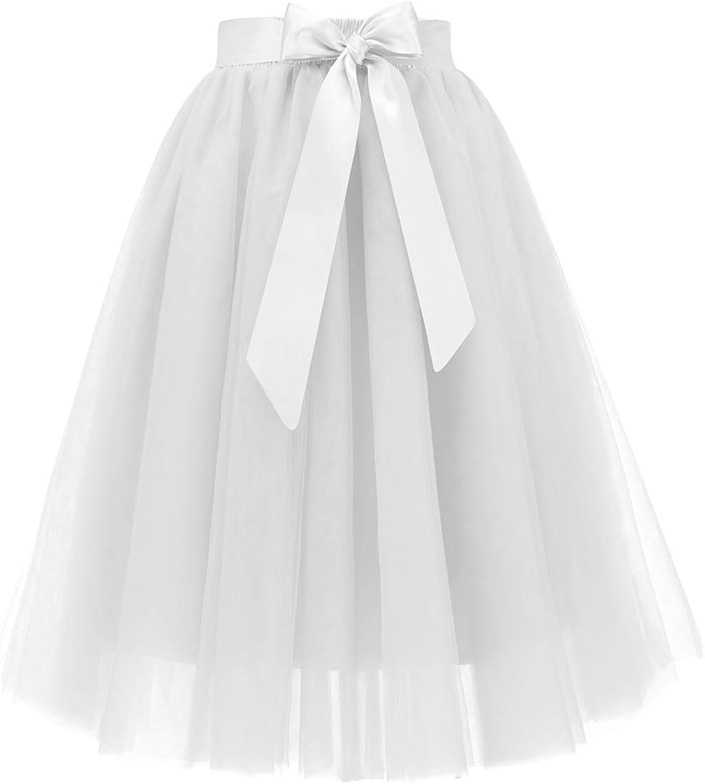 Bridesmay Women's Tulle Skirt Knee Length 6-Layered Wedding Party Homecoming Prom Dress | Amazon (US)