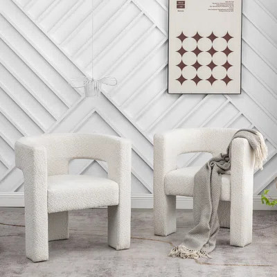 Brodee 28" Wide Boucle Upholstered Square Armchair (Set of 2) | Wayfair North America