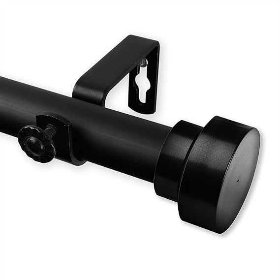 Rod Desyne 100-37-992 Bonnet 1" OD Single Curtain Rod Set, 120-170", Black | Amazon (US)