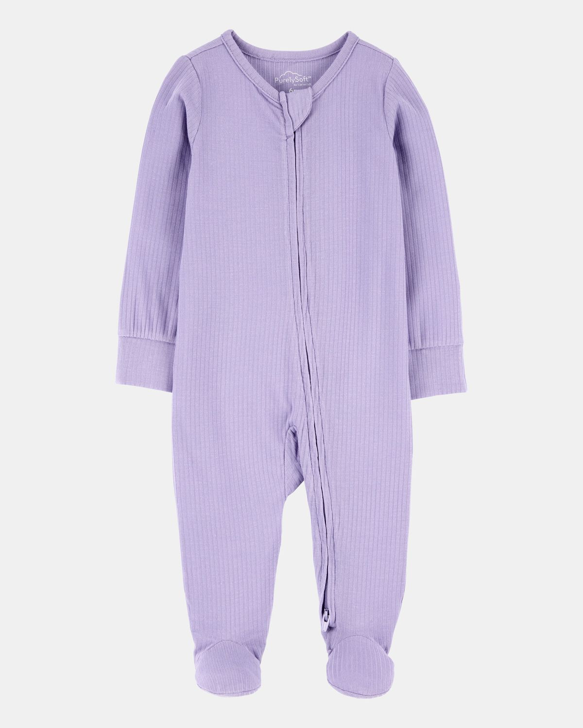Baby Girl Solid 2-Way Zip PurelySoft Sleep & Play Pajamas - Purple | Carter's Inc