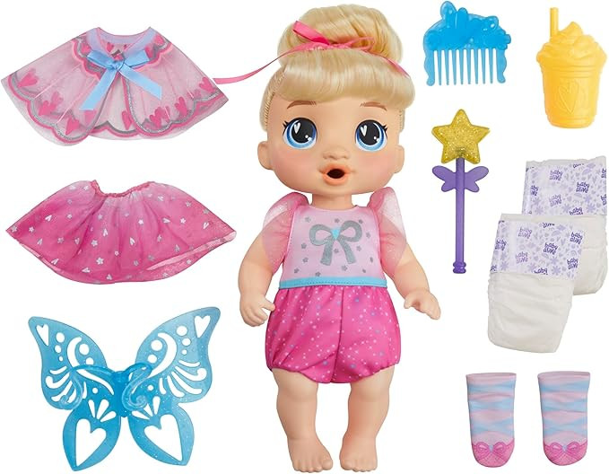 Baby Alive Fairy Fashions Harper Hugs Doll with Clothes Accessories, Blonde Hair, 11 Inches, Kids... | Amazon (US)