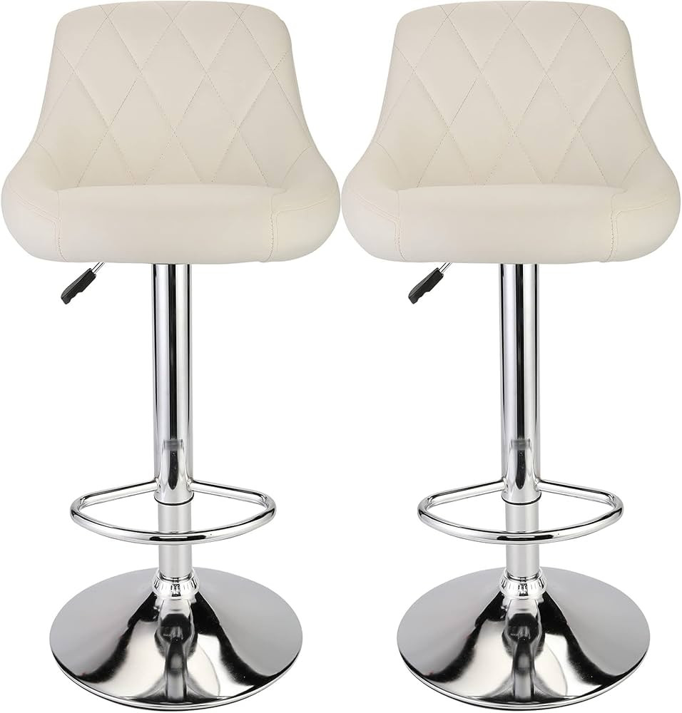 AngelLike Set of 2 Counter Height Bar Stools,Pu Leather Swivel Adjustable Barstools with Back,Mod... | Amazon (US)