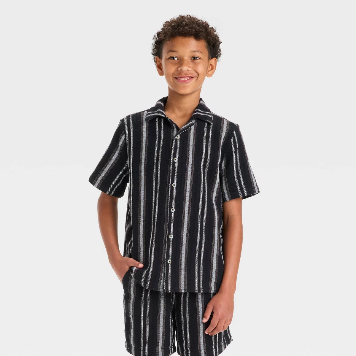 Boys' Short Sleeve Woven Striped Button-Down Shirt - art class™ | Target