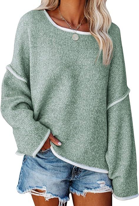 SALENT Womens Casual Oversized Sweaters Loose Soft Chunky Knit Long Batwing Sleeve Pullover Sweat... | Amazon (US)