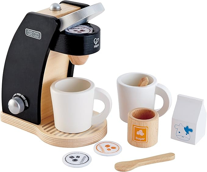 Hape Wooden Black Coffee Maker Kitchen Set with Accessories| Pretend Play Toy Set for Kids Ages 3... | Amazon (US)