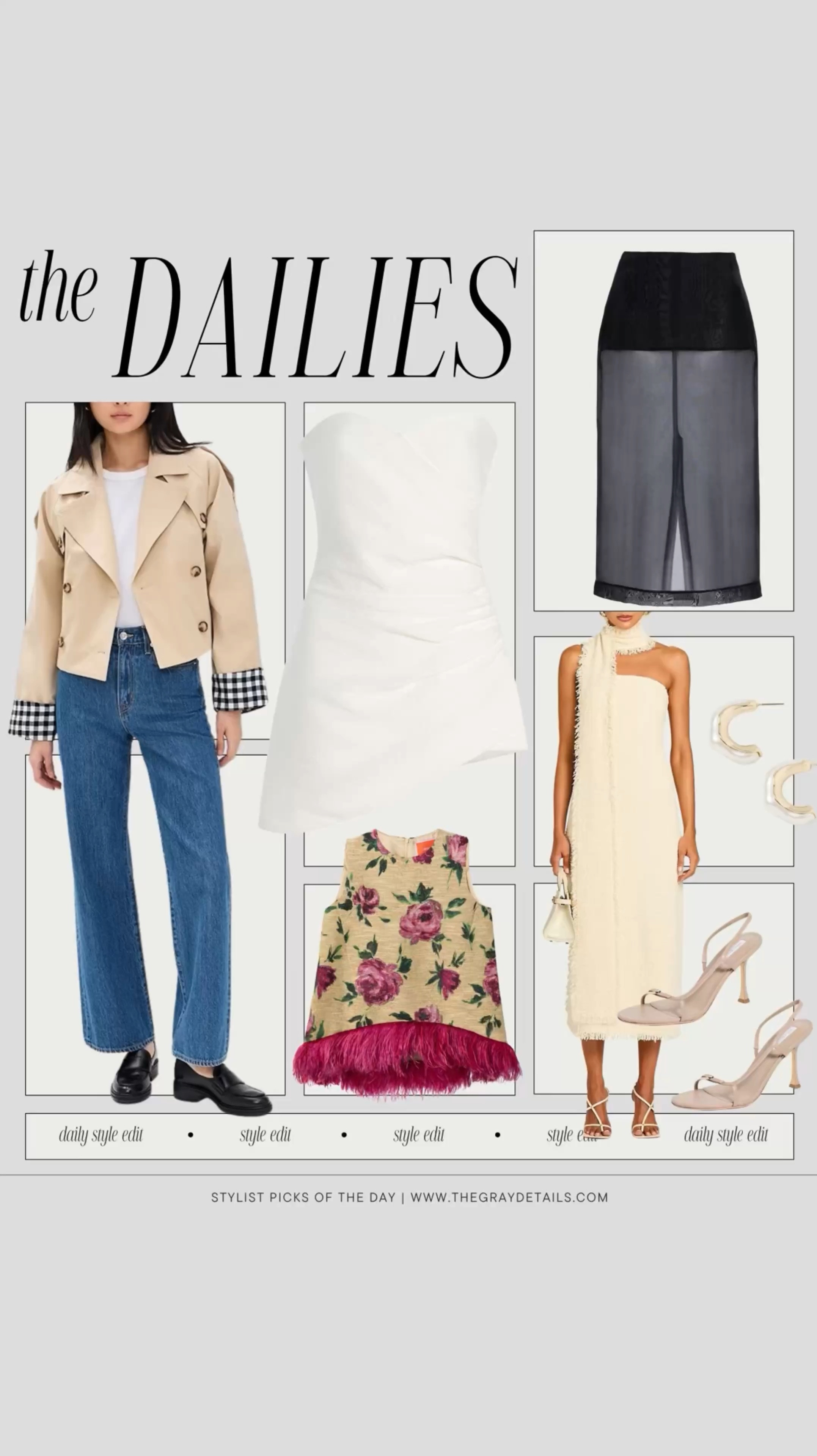 Spring dress, sheer skirt, crop trench coat, white dress, nude heels 

#LTKParties #LTKOver40 #LTKShoeCrush