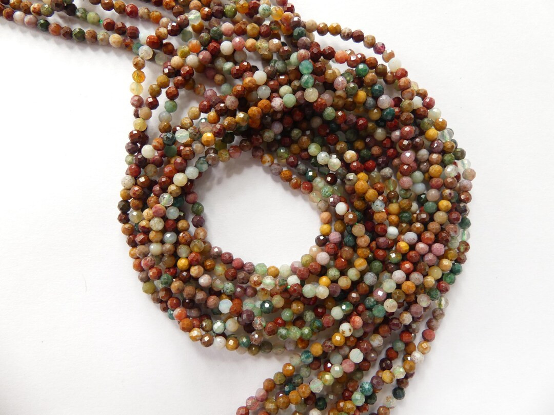 3mm Ocean Jasper Faceted Beads Genuine Small Tiny Fancy Jasper Beads 15" Gemstone Beads for Jewel... | Etsy (US)
