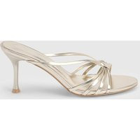 Gold Faux Metallic Leather Strappy Stiletto Heeled Mules | PrettyLittleThing UK