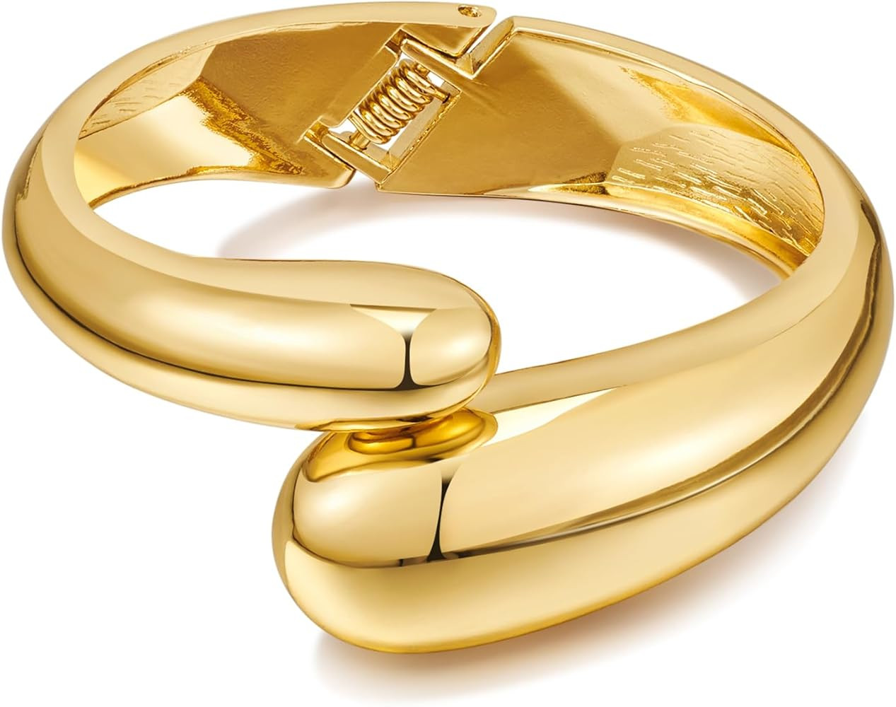 Chunky Gold Bangle Bracelets for Women Trendy Wide Hinged Open Cuff Bangle Bracelet Boho Thick St... | Amazon (US)
