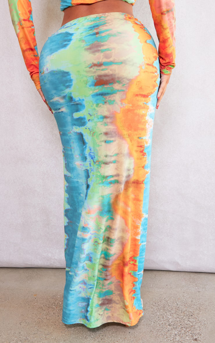 Shape Blue Printed Knot Side Maxi Skirt | PrettyLittleThing US