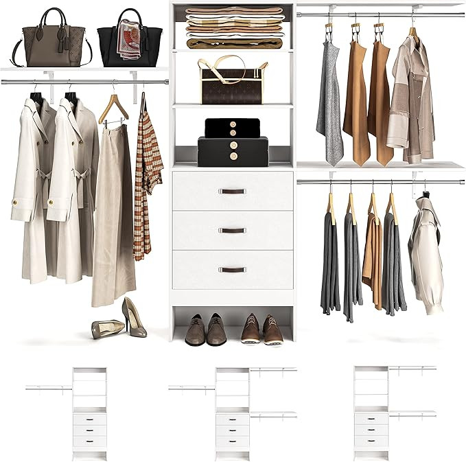 Armocity 96 Inches Closet System, 8FT Walk In Closet Organizer with 3 Shelving Towers, Heavy Duty... | Amazon (US)