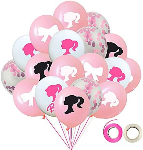 Pink White Girl Princess Balloons and Confetti Balloons for Wedding Girl Birthday Kids Baby Shower B | Amazon (US)