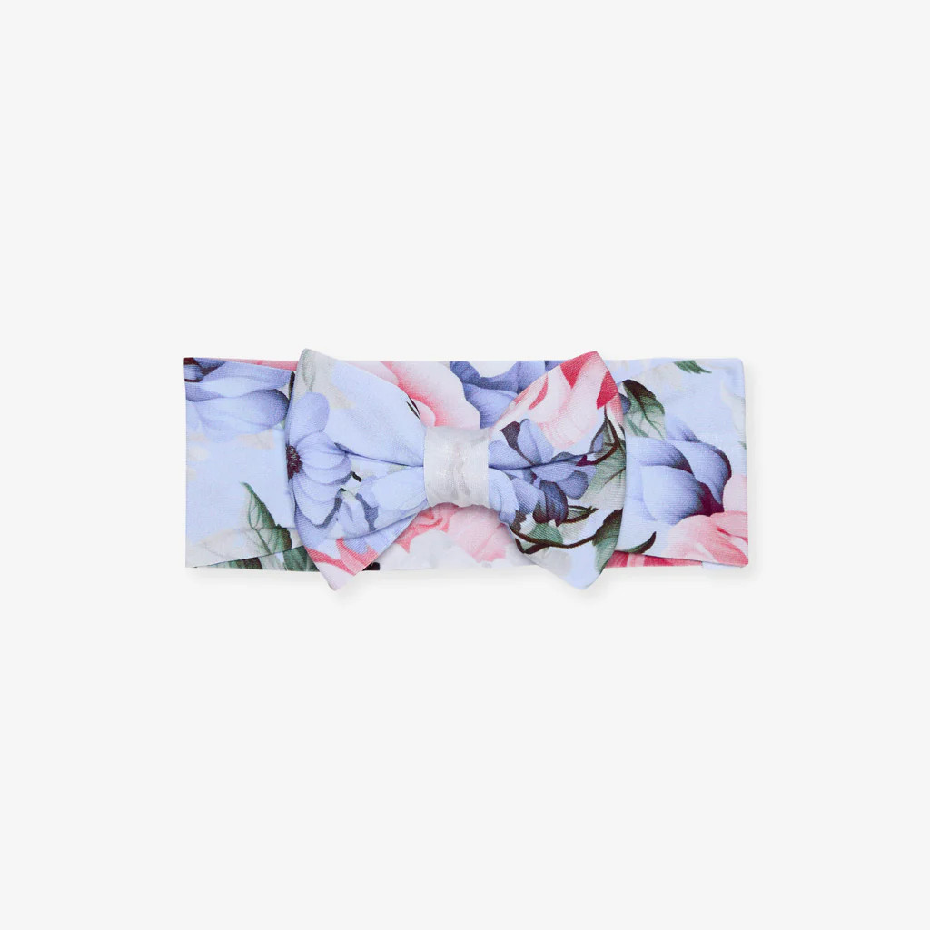 Floral Blue Baby Girl Big Bow Headwrap | Marion | Posh Peanut