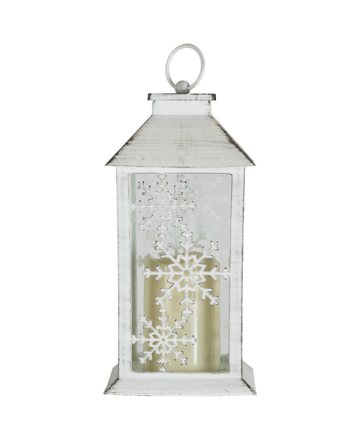 Northlight 11" Led Lighted Snowflakes Christmas Candle Lantern - White | Macy's