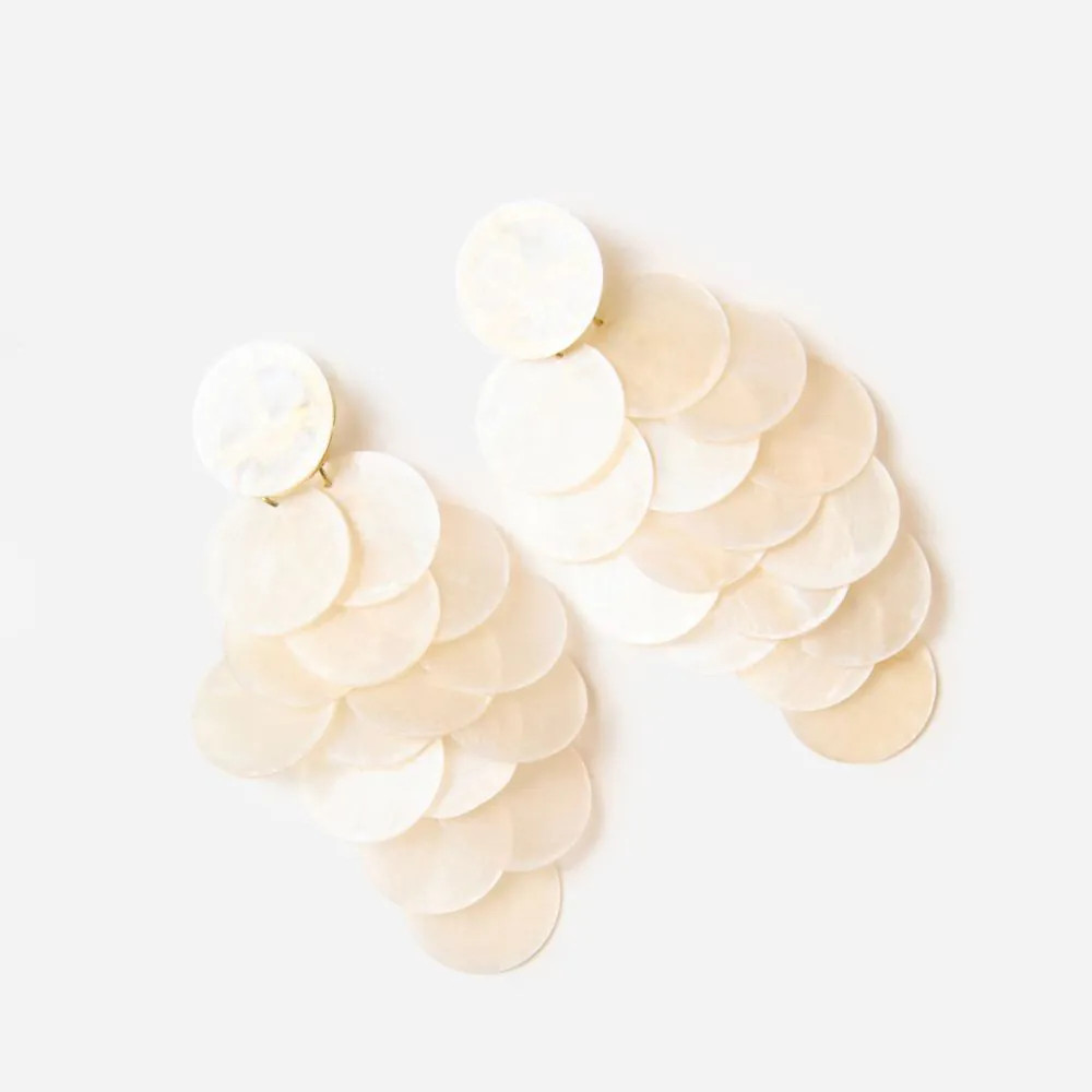 Disc Detail Drop Earrings In Cream | EGO (UK)