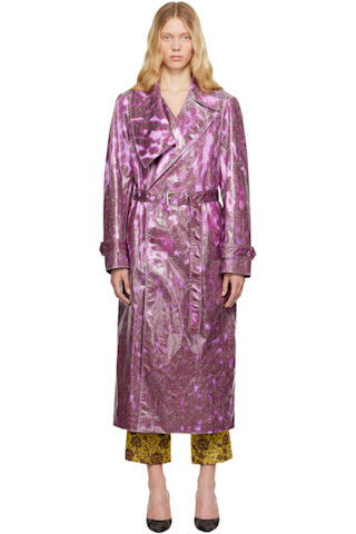 Dries Van Noten - Purple Double-Breasted Trench Coat | SSENSE