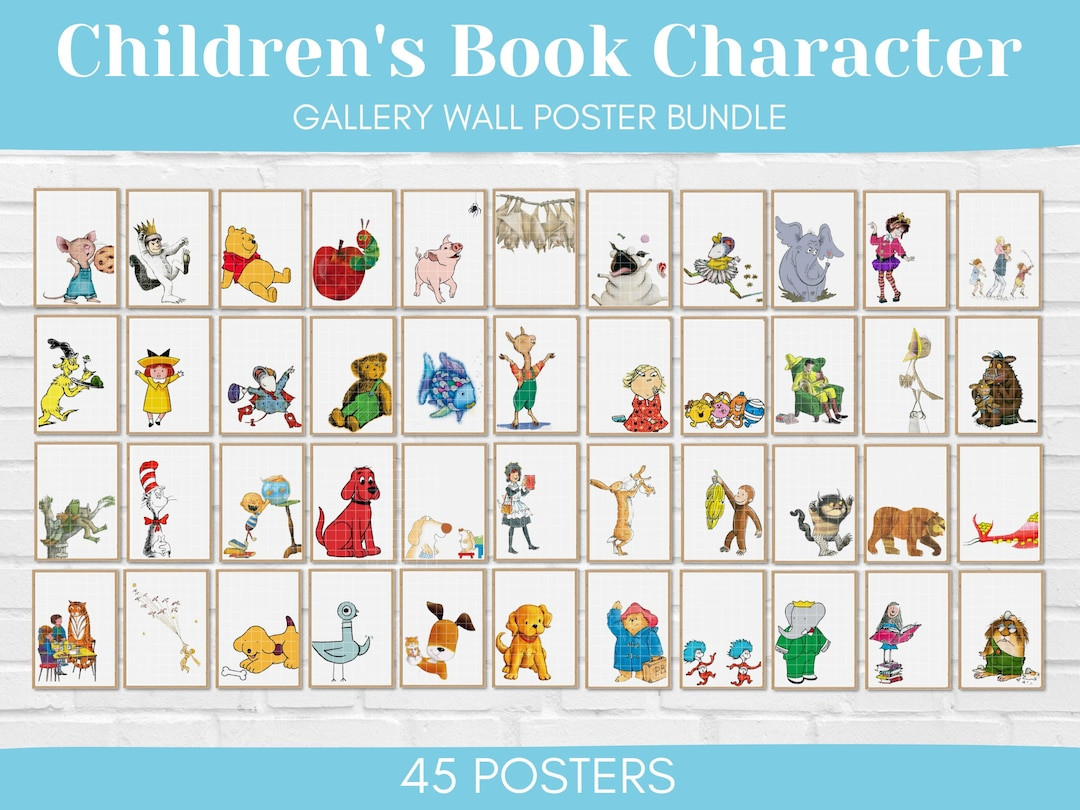 Children's Book Character Gallery Wall Poster Bundle, Printable Classroom Decor, Instant Download... | Etsy (US)