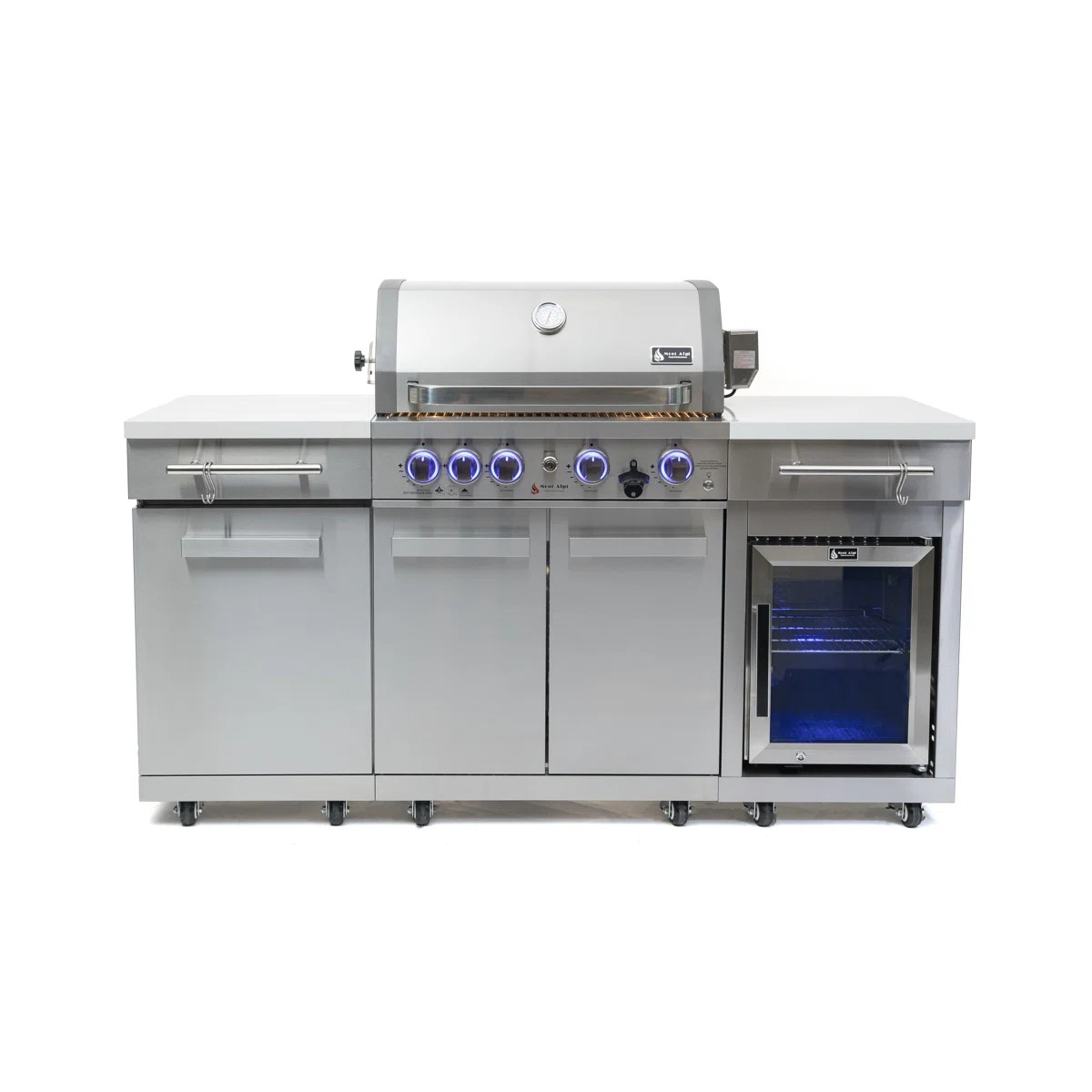 Mont Alpi Premium 70"W x 24"D x 46"H Stainless Steel Compact Outdoor Kitchen Island with Refriger... | Wayfair North America