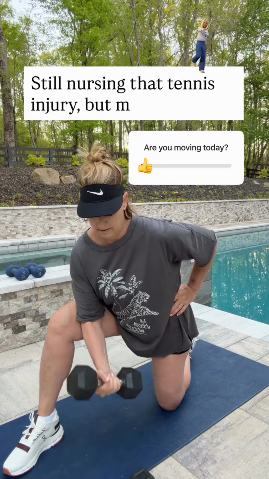 Still nursing that tennis injury, but making it work.