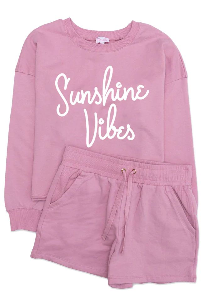 Sunshine Vibes Pink Cropped Graphic Sweatshirt | Pink Lily