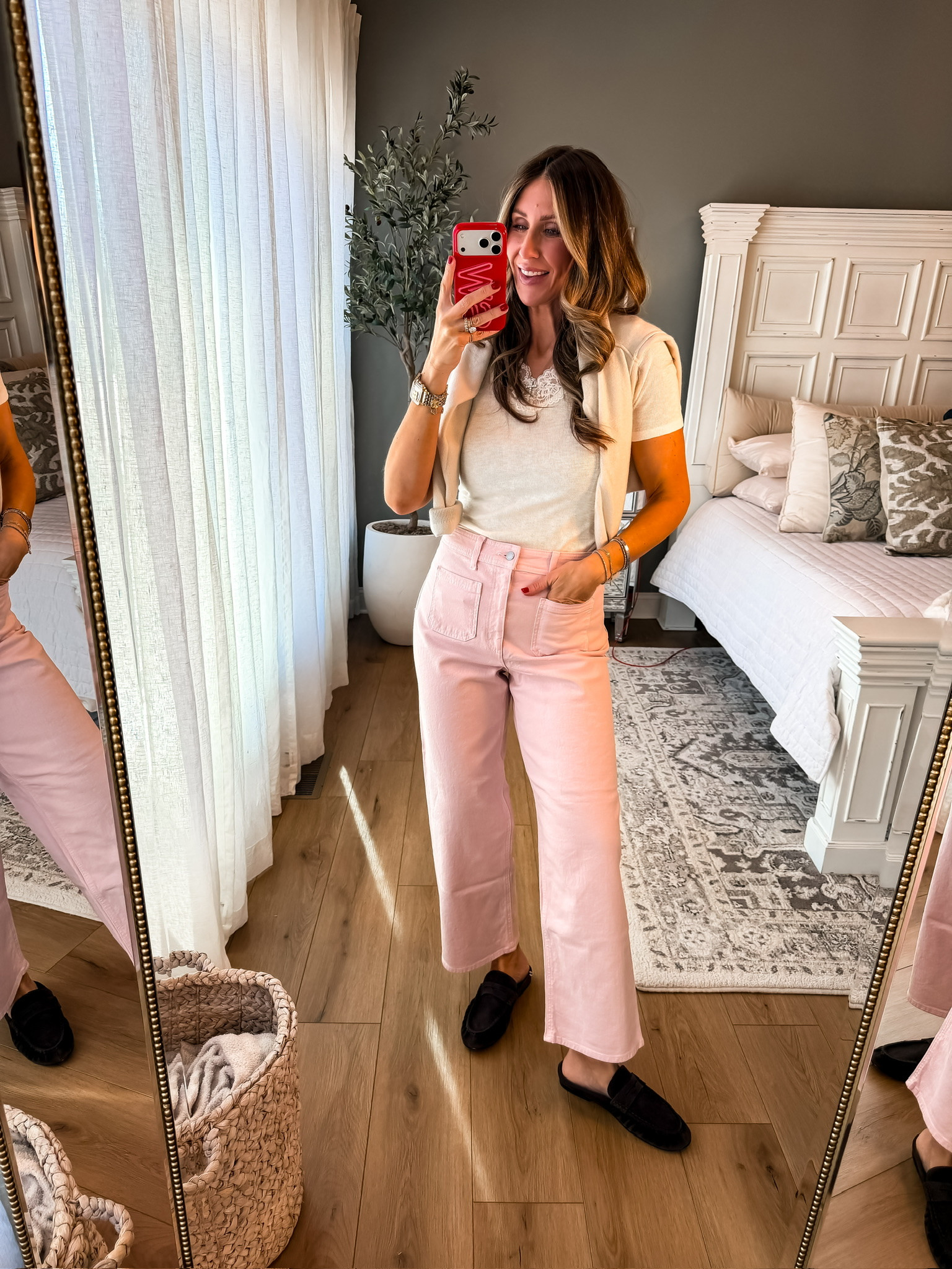 Chic pink pants outfit! I'm loving this style. Perfect for causal work days, teachers, everyday cute mom wear. Bright pink pants cute teacher outfits mom approved pants spring outfits chic pink pants causal outfits cute mom look pink pants style mom life themominstyle 

#LTKootd #LTKdayinmylife #LTKmomlife