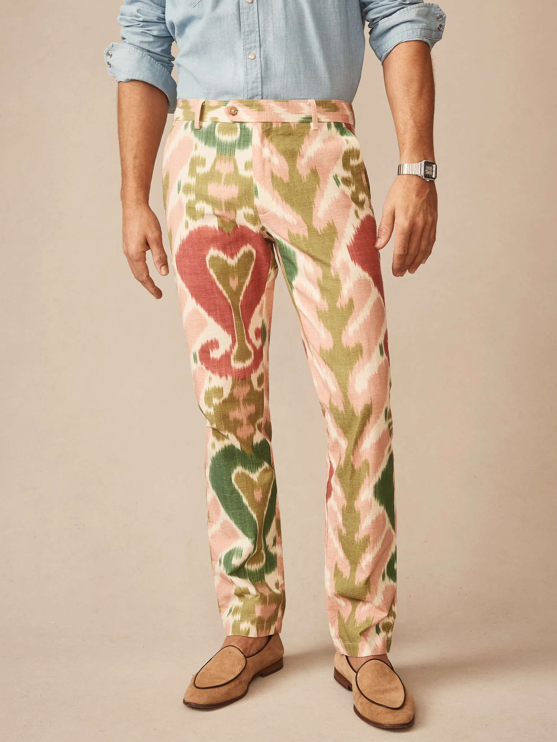 Cream/Green/Red Ikat Madison Fancy Pants | Men's Pants | J.McLaughlin | J.McLaughlin