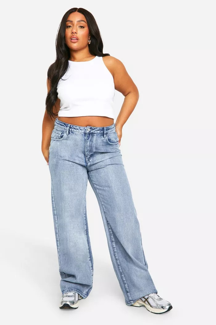 Plus Acid Wash Straight Leg Jeans | boohoo (US & Canada)