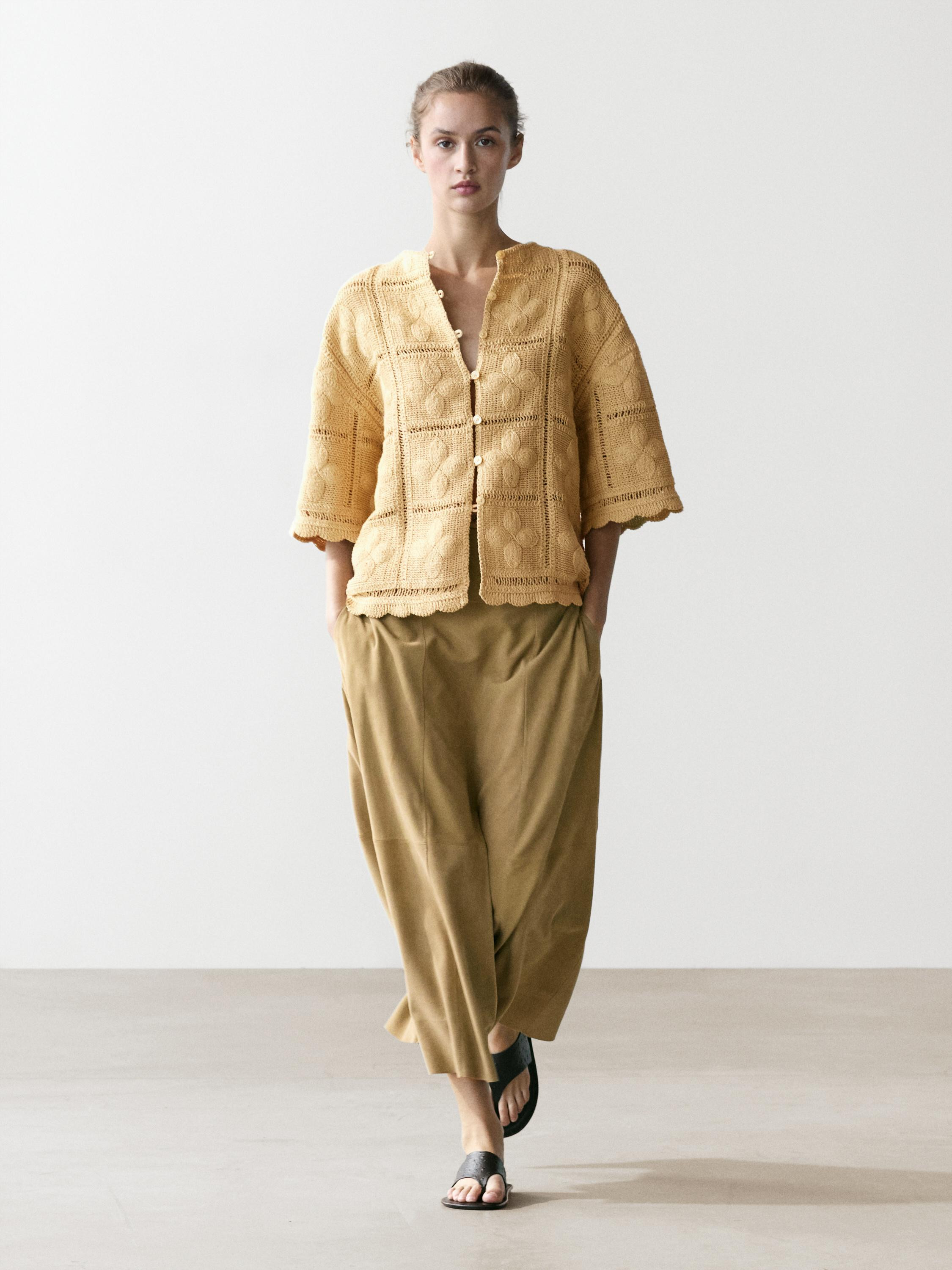 Cutwork crochet cardigan | Massimo Dutti US
