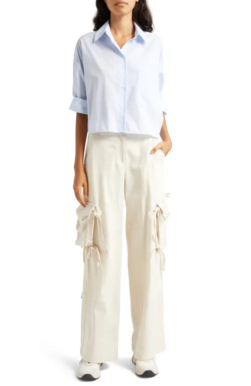 TWP Next Ex Crop Button-Up Shirt in Baby Blue at Nordstrom, Size X-Small | Nordstrom