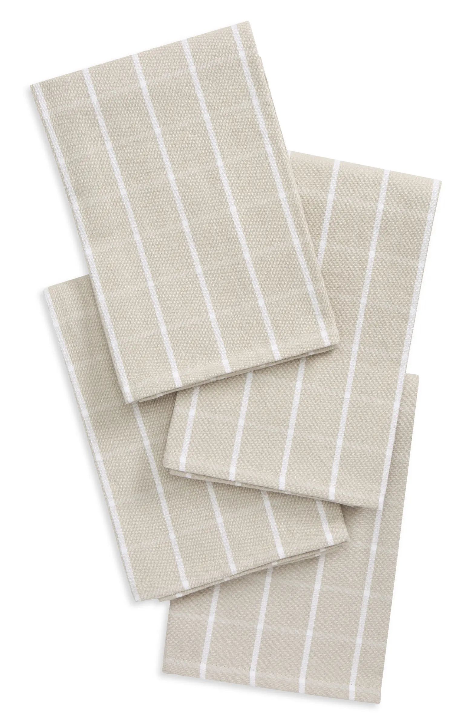 Set of 4 Geometric Grid Kitchen Towels | Nordstrom