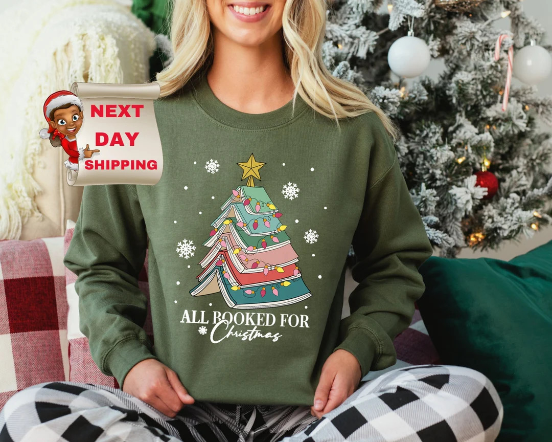All Booked for Christmas Sweatshirt Bookworm Christmas - Etsy | Etsy (US)