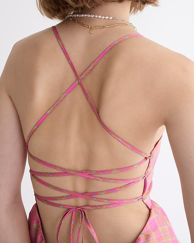 Collection squareneck stretch taffeta dress in sunset plaid | J. Crew US