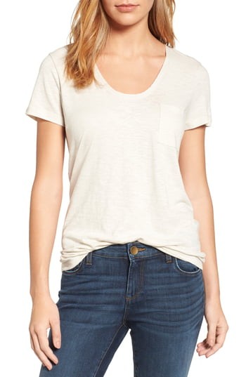 Women's Caslon Rounded V-Neck Tee | Nordstrom