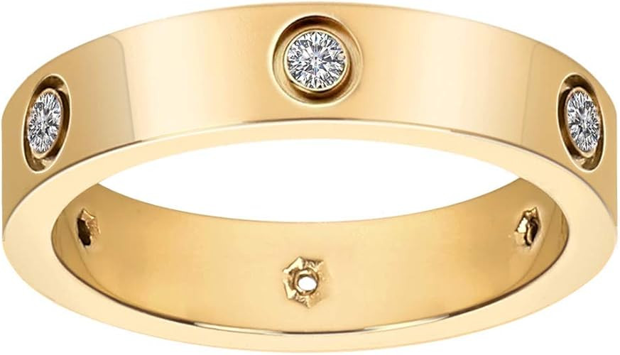Aojun Fashion Classic 18K Gold Plated Titanium Steel Women Stacking Ring Best Gifts Couples Valen... | Amazon (US)