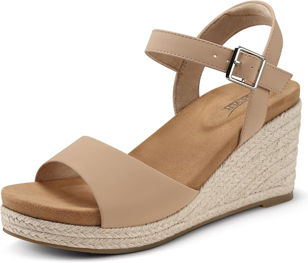 SHIBEVER Women's Wedge Platform Sandals: Espadrille Dressy Comfortable Summer Open Toe Ankle Stra... | Amazon (US)