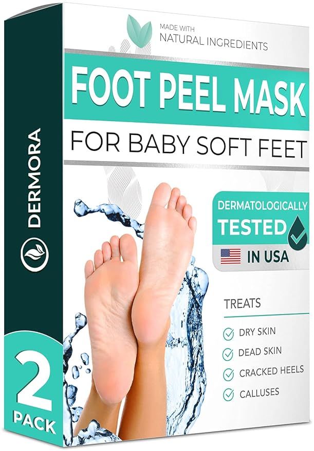 Foot Peel Mask - 2 Pack - for Cracked Heels, Dead Skin & Calluses - Make Your Feet Baby Soft & Ge... | Amazon (US)