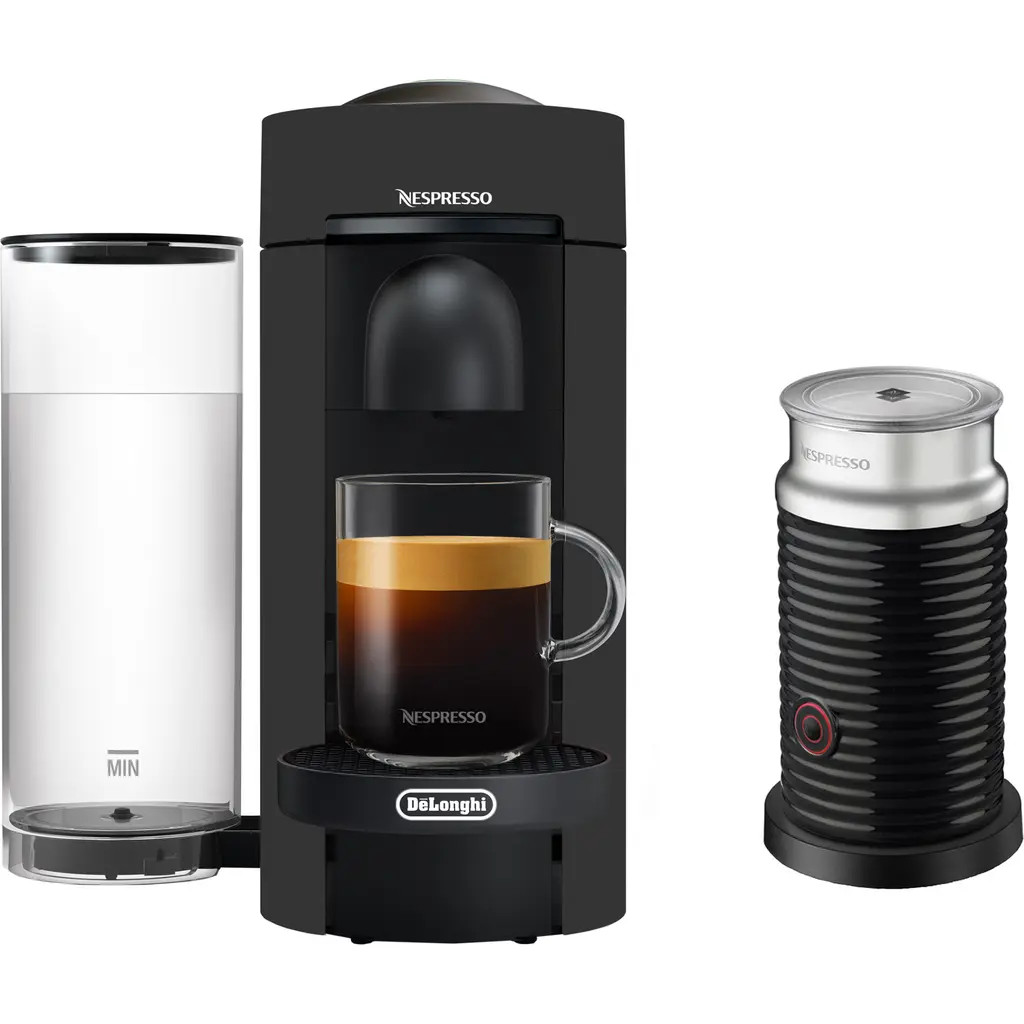 Nespresso VertuoPlus Coffee Machine & Aeroccino Frother Set in Black at Nordstrom | Nordstrom
