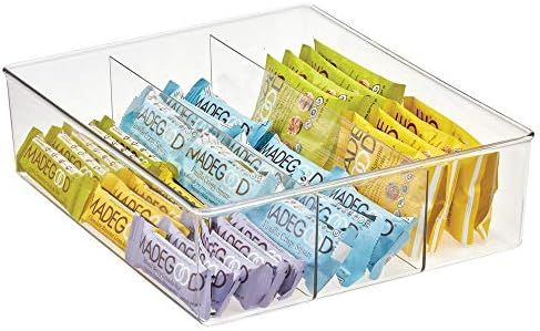 mDesign Plastic Divided 3 Compartments Kitchen Cabinet Drawer Organizer and Storage Tray, Pantry ... | Amazon (US)