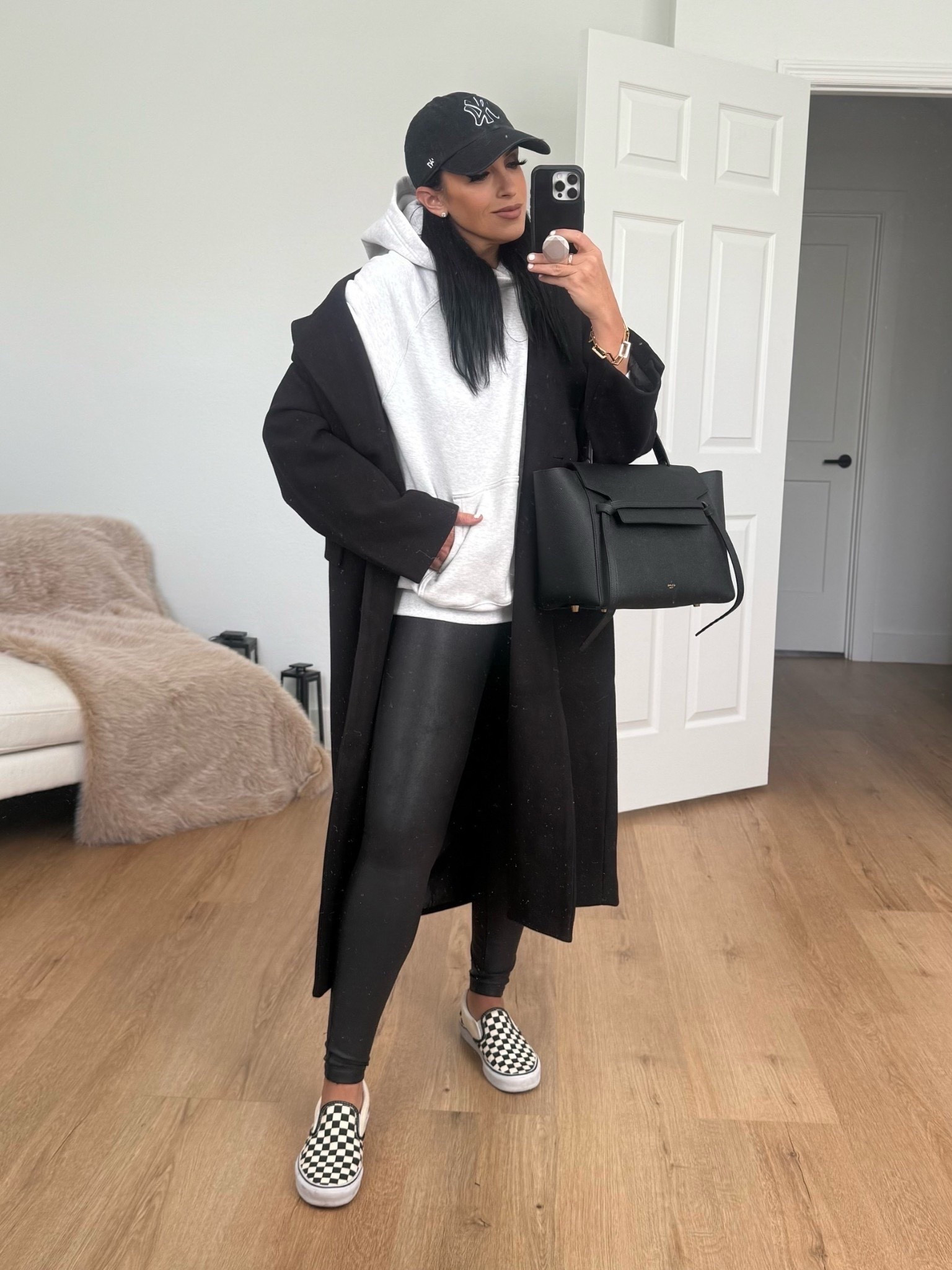 Scoop Women's and Women's Plus Oversized Faux Wool Coat wearing size small. Under $60