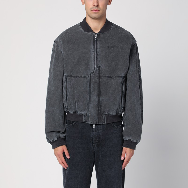 Black washed cotton bomber jacket | The Double F